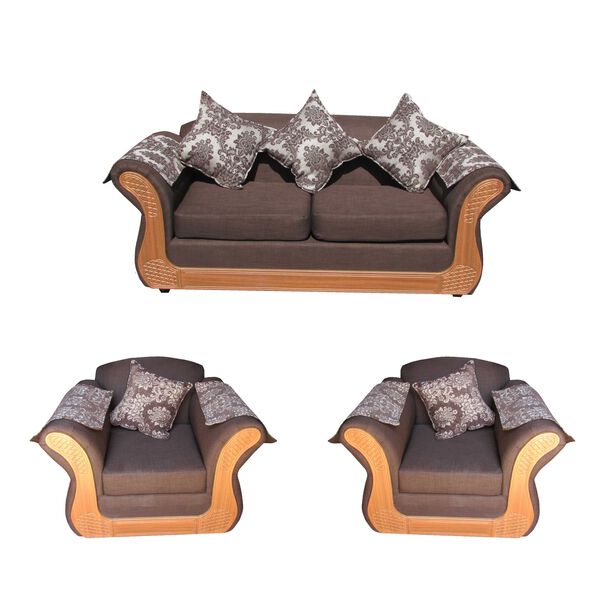 Juego de Living Almore Irlanda Sofá 3 Cuerpos + Dos Sillones 1 Cuerpo Café