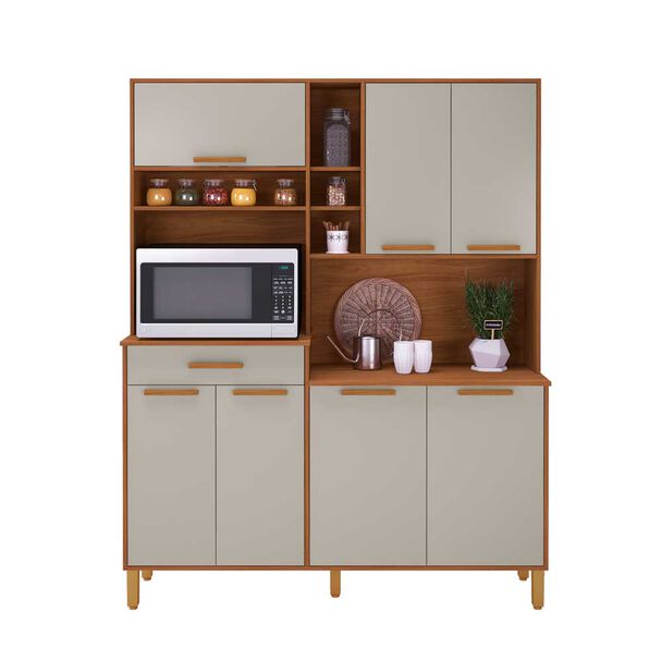 Mueble de Cocina Home Mobili Belluno 7 Puertas 1 Cajón Café y Blanco Off
