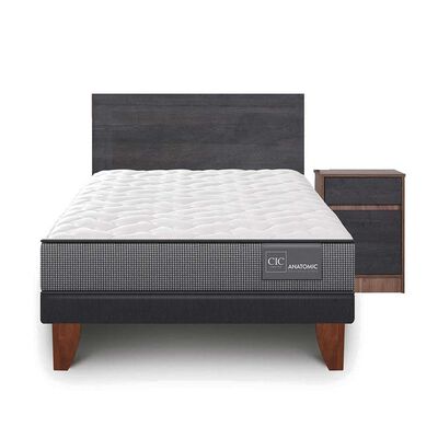 Imagen 1 del producto Cama Europea CIC 1,5 Plazas Anatomic + Respaldo + Velador Espresso