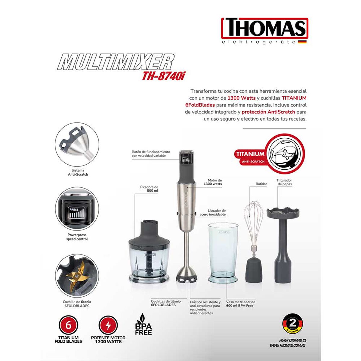 Batidora de Inmersión Thomas TH-8740i