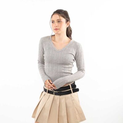 Sweater Mujer Icono Gris, Negro, Rojo