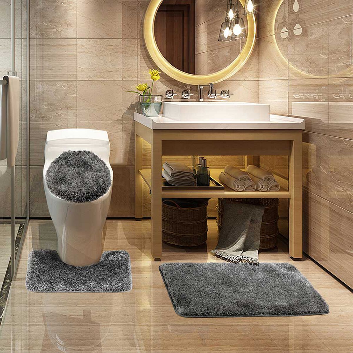 Set 3 Accesorios de Baño Modalfo Bañomi Gris