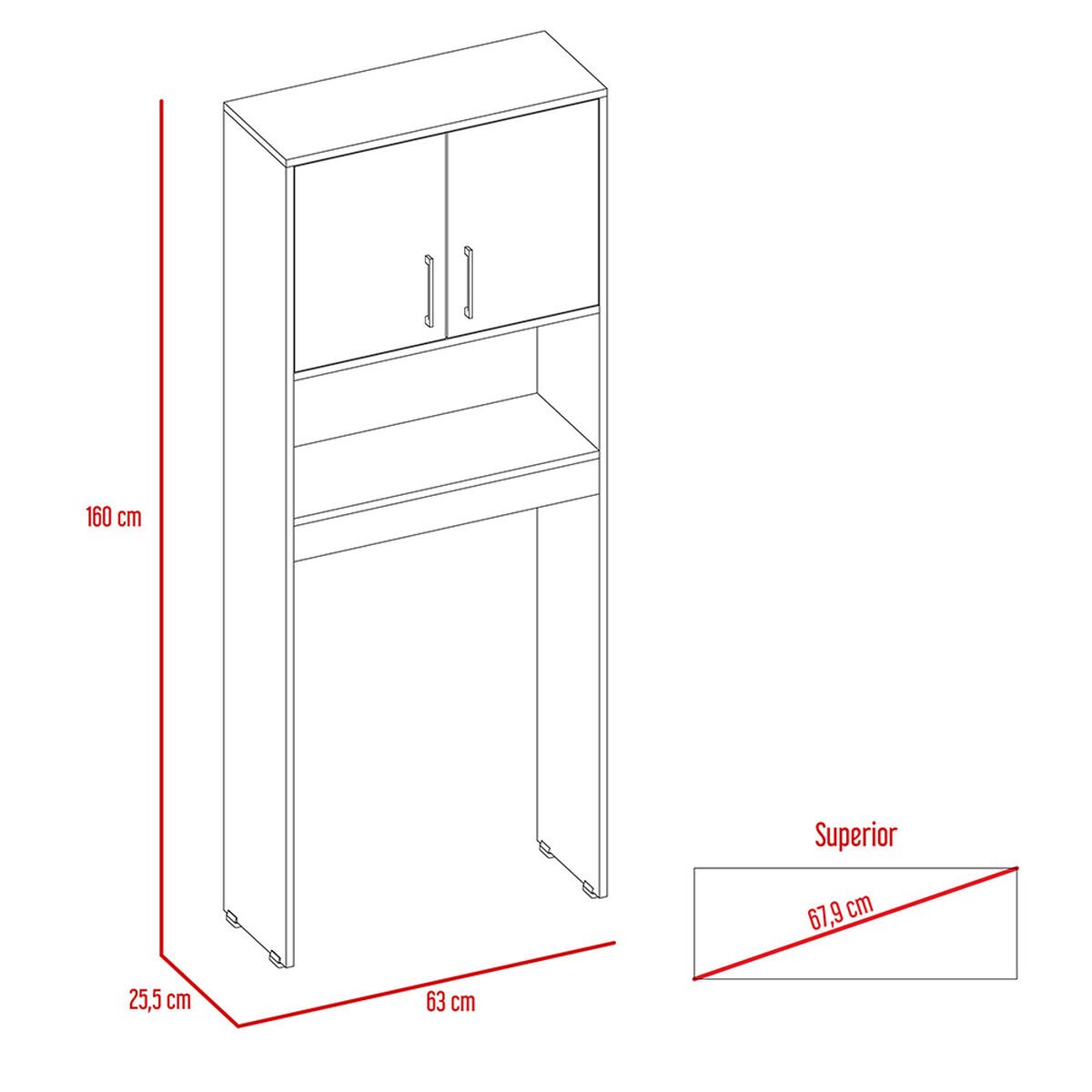 Combo Gabinete Espejo + Mueble Lavamanos + Mueble Auxiliar TuHome Bath 300