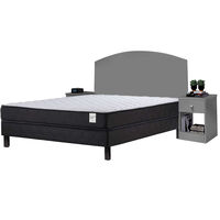 Combo Cama Europea Rosen 2 Plazas Wave + Respaldo + 2 Veladores Casanova 2 Plazas Gris