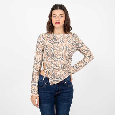 Polera Asimétrica Manga Larga Mujer Fiorucci