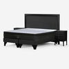 Cama Europea Rosen Base Dividida Súper King Tempo + Respaldo + 2 Veladores Nolita Grafito