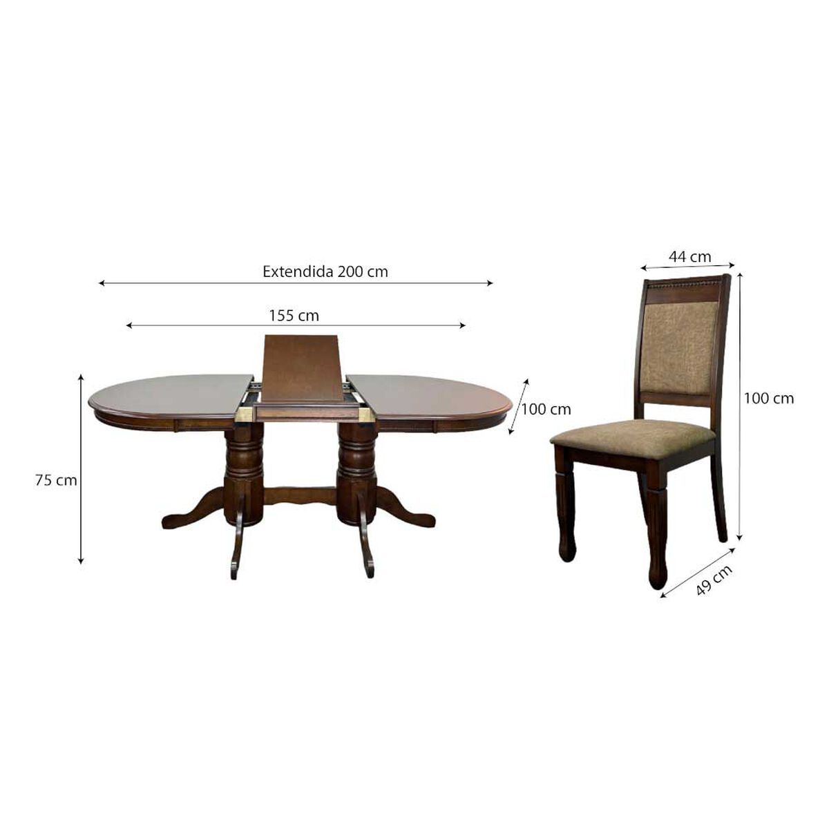 Juego de Comedor Furnitech con Extensión Montpellier 8 Sillas Caramelo