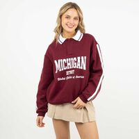 Polerón Mujer Icono Burdeo, Gris, Navy