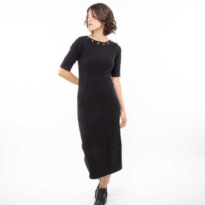 Vestido Midi Manga Corta Mujer Zibel