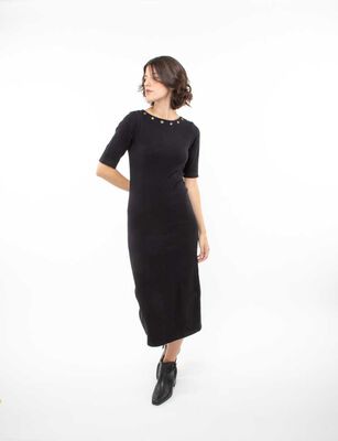 Imagen 1 del producto Vestido Midi Manga Corta Mujer Zibel Negro