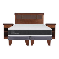 Cama Europea CIC Base Dividida 2 Plazas Ortopedic + Respaldo + 2 Veladores Dublin Caramelo