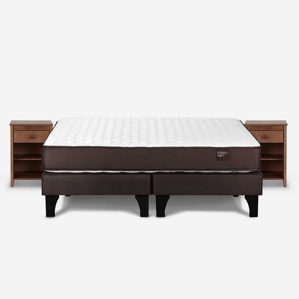 Cama Europea Rosen Base Dividida King Ergo T + 2 Veladores Ferrara