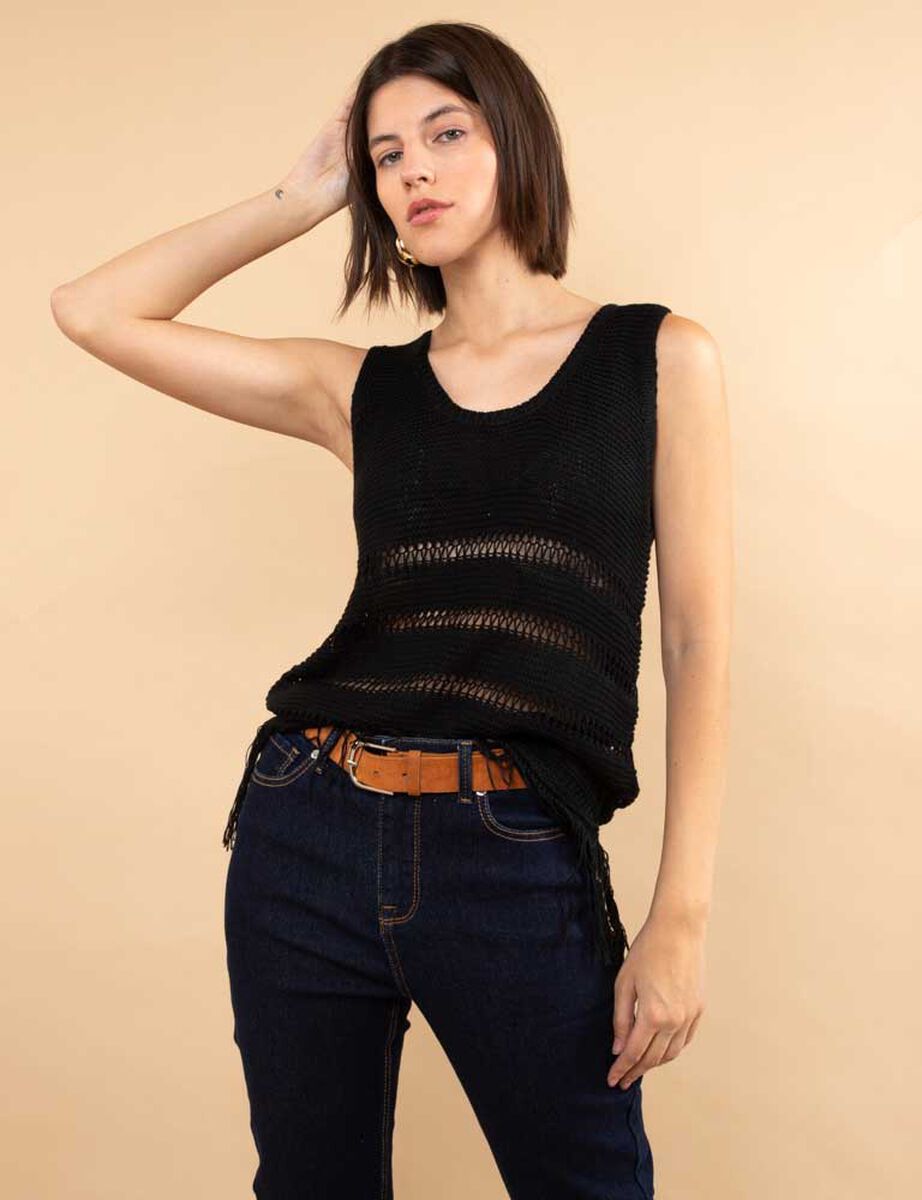 Sweater Crochet Sin Mangas Mujer Zibel