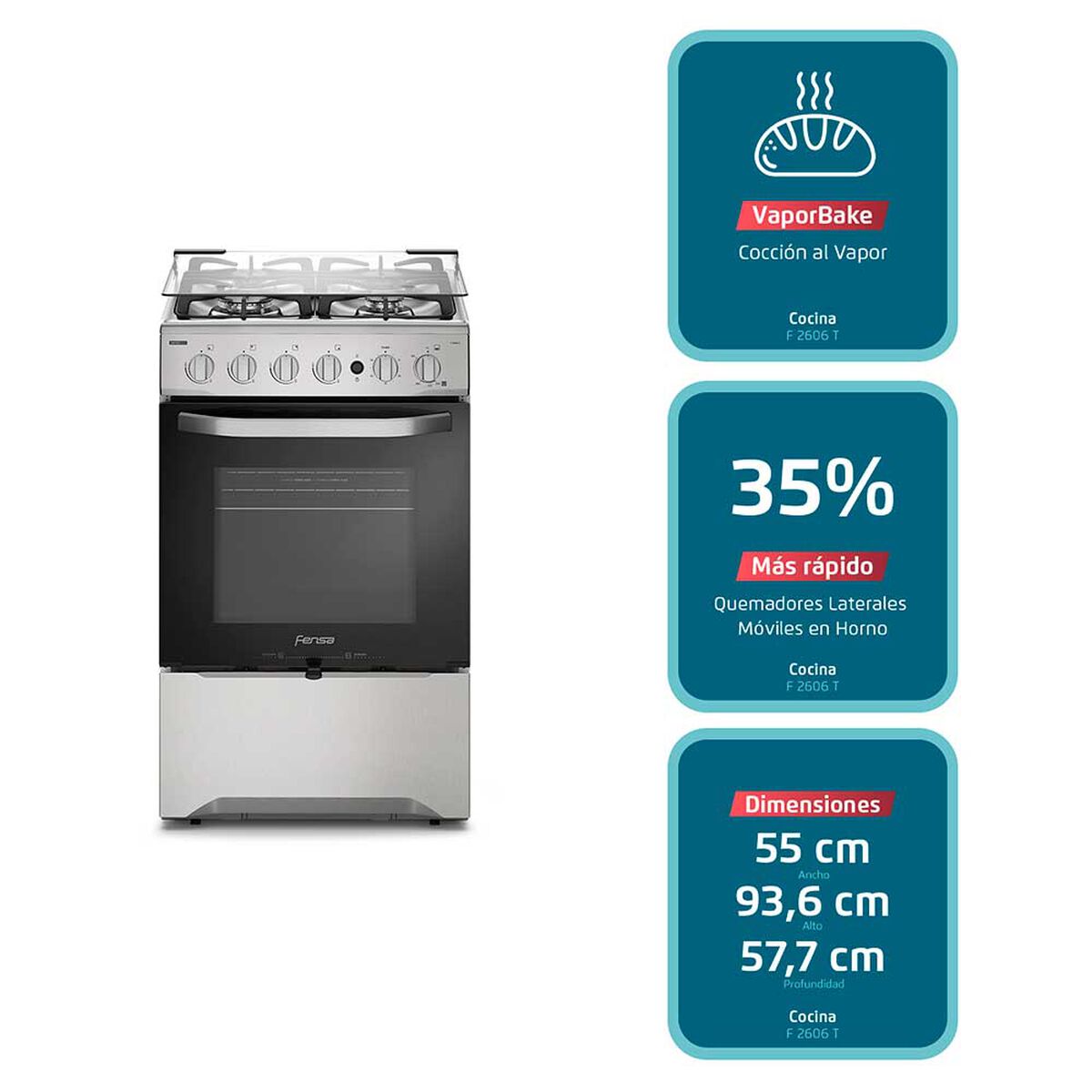 Cocina a Gas Fensa F 2606 T 4 Quemadores