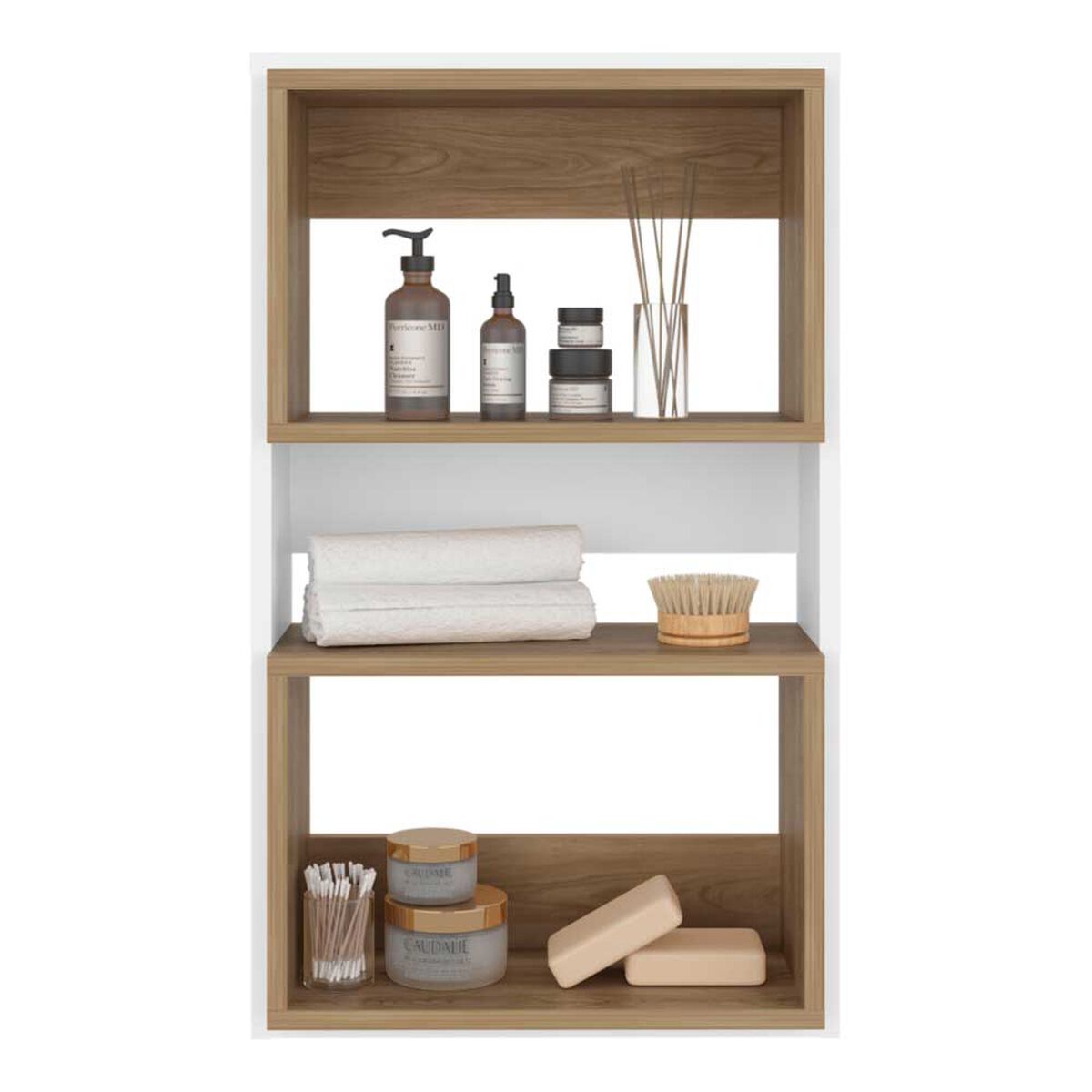 Mueble Auxilar Muro Baño Tuhome Eco Blanco y Fresno 