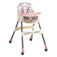 Silla de Comer Bebe Steps Plegable con Ruedas Rosada Bebesit