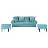 Sofá Felpa Bodevir Lua 3 Cuerpos + 2 Pouf Wood Turquesa