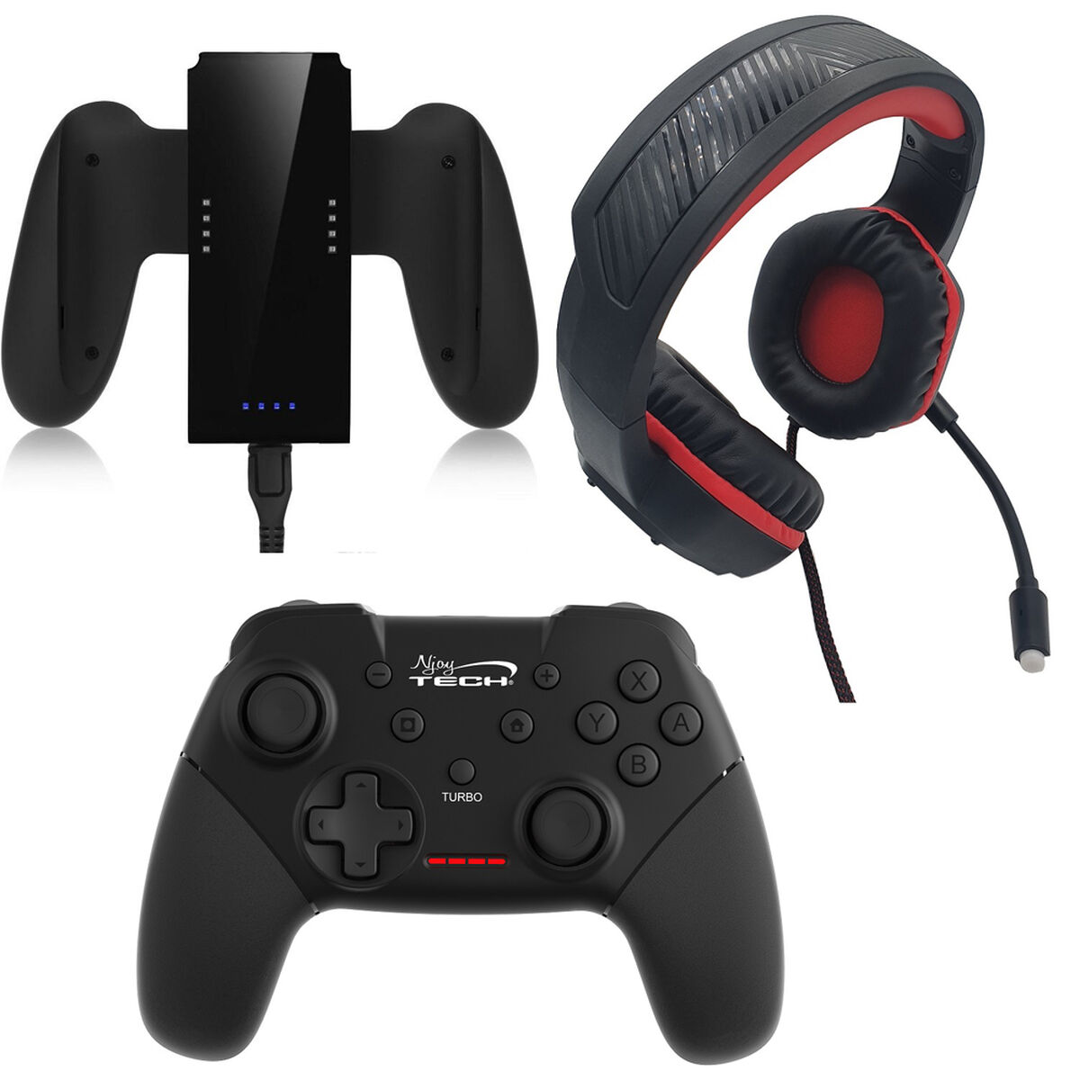 Combo Gamer Nintendo Switch Audifono + Gamepad Bluetooth + Joy Con Grip Njoytech