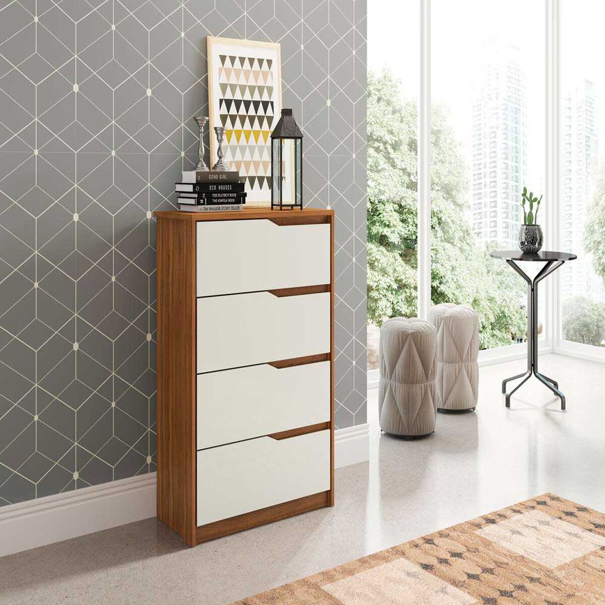 Cómoda Altavision Atria 4 Cajones Amendoa blanco