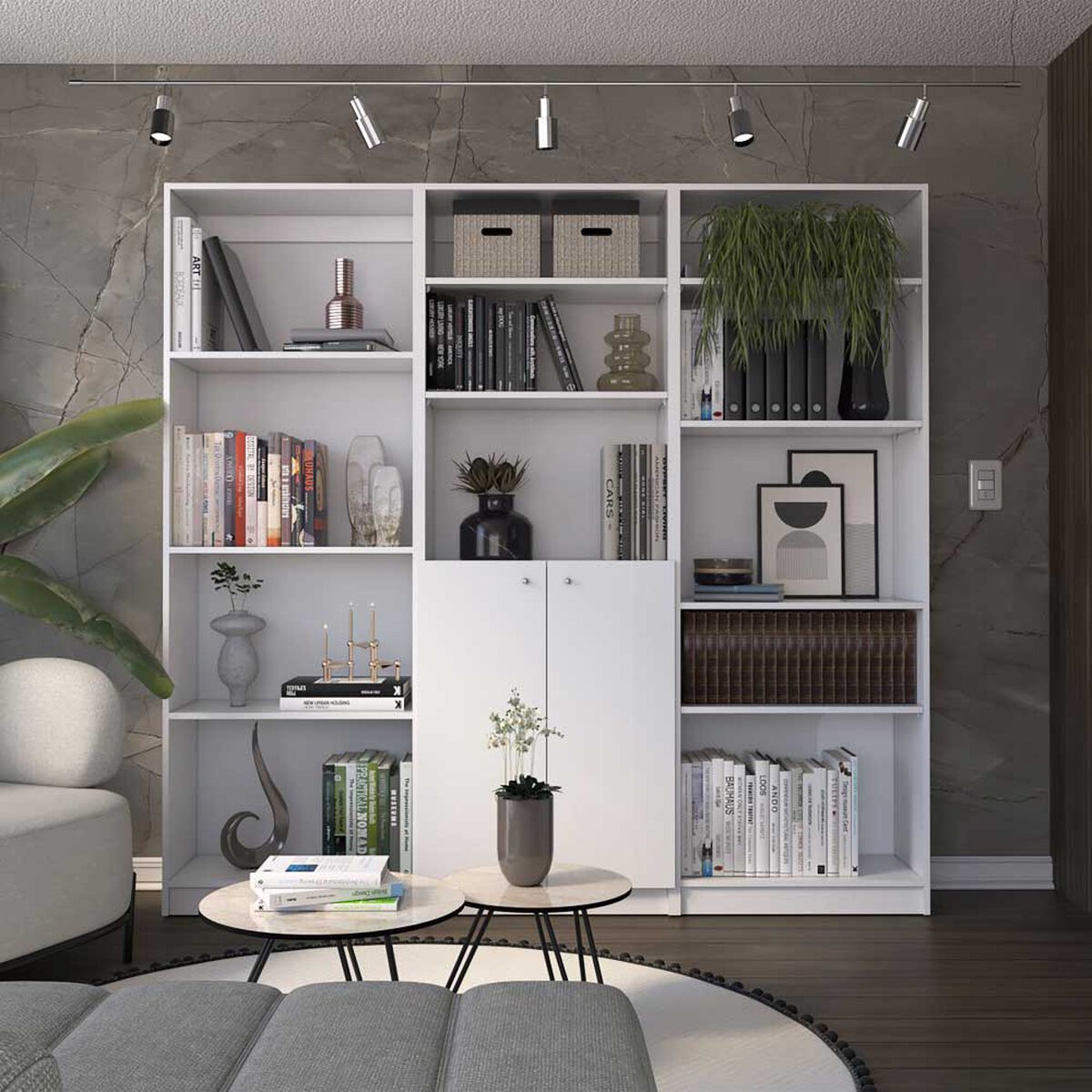 Estante 4 Repisas + Estante 2 Puertas + Estante 5 Repisas TuHome Home Blanco