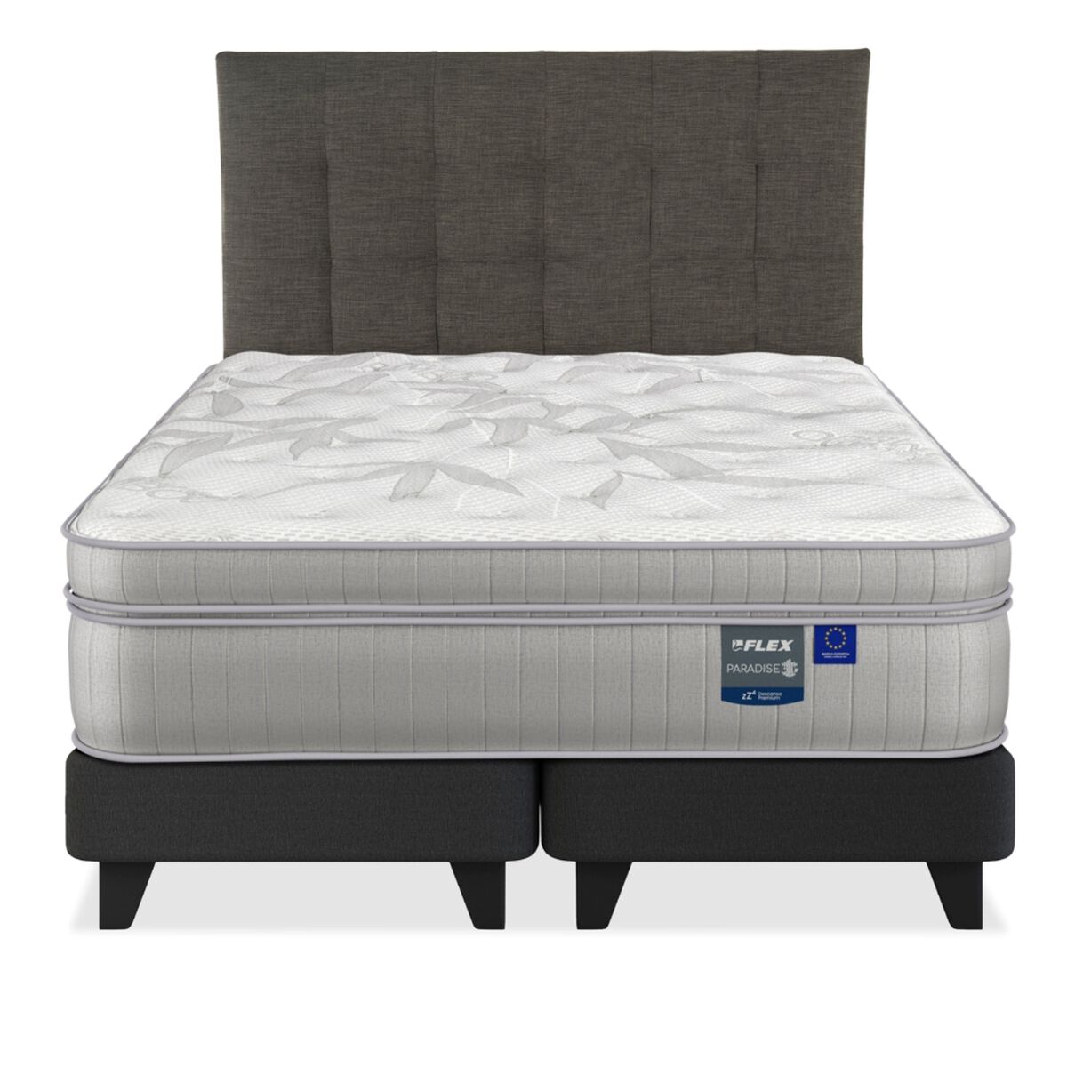 Cama Europea Flex King Paradise + Respaldo Design Grafito