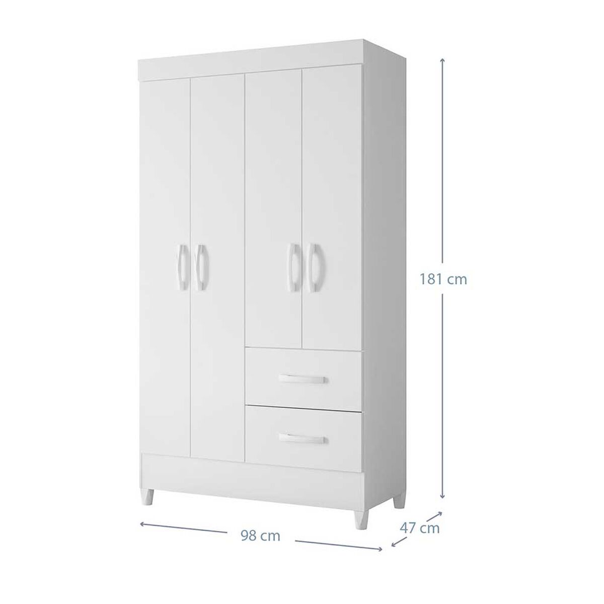 Combo Cl&oacute;set 4 Puertas 2 Cajones + C&oacute;moda 8 Cajones Vekkahome Mobi Blanco