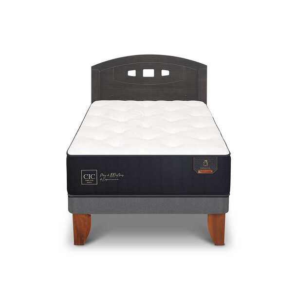 Cama Europea CIC 1,5 Plazas Premium + Respaldo Gales