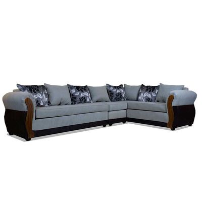 Sofá Seccional Modular Elegant Detail Girona 7 Cuerpos Negro Gris