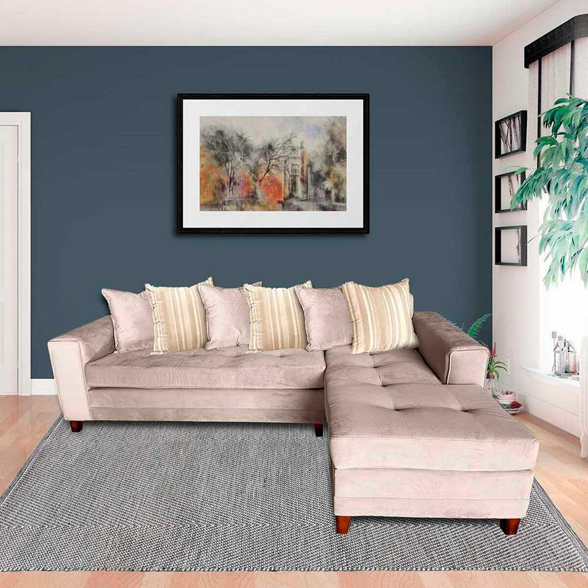 Sof&aacute; Seccional Living Factory Venecia 5 Cuerpos Beige