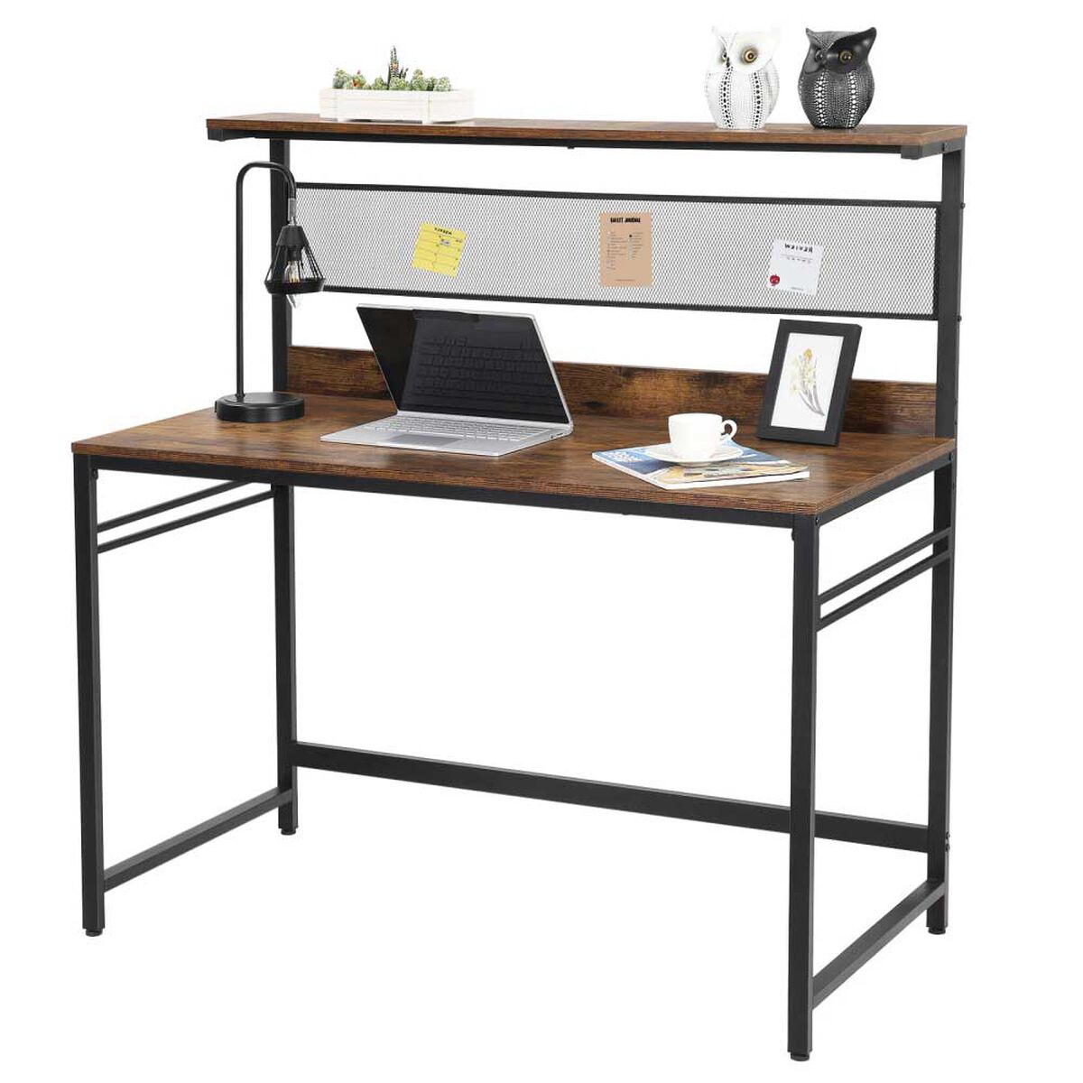 Escritorio Alto Fm Furniture Metalwood Colection Marrón Rústico