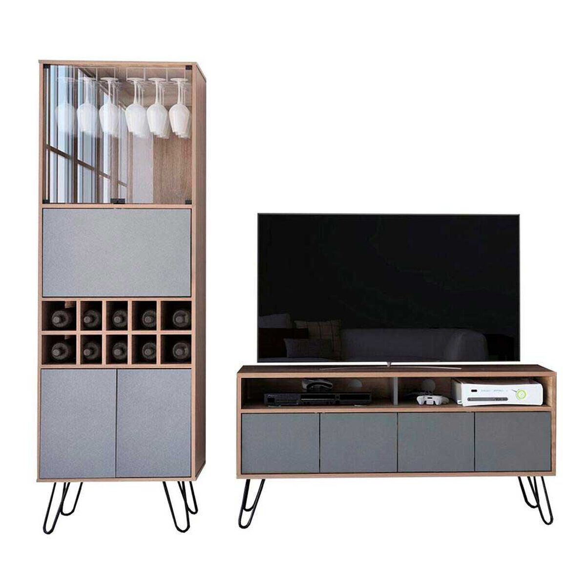 Rack TV Hasta 55" + Bar Alto TuHome Vassel