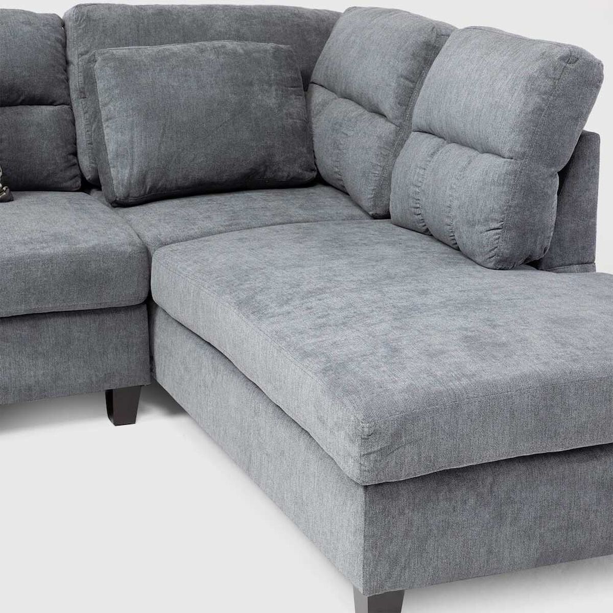 Sof&aacute; Seccional Derecho Daniels 4 Cuerpos Azul Gris&aacute;ceo