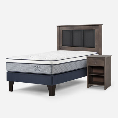 Imagen 2 del producto Combo Cama Europea Rosen 1 Plaza Indie BN + Respaldo y Veladores Rachel