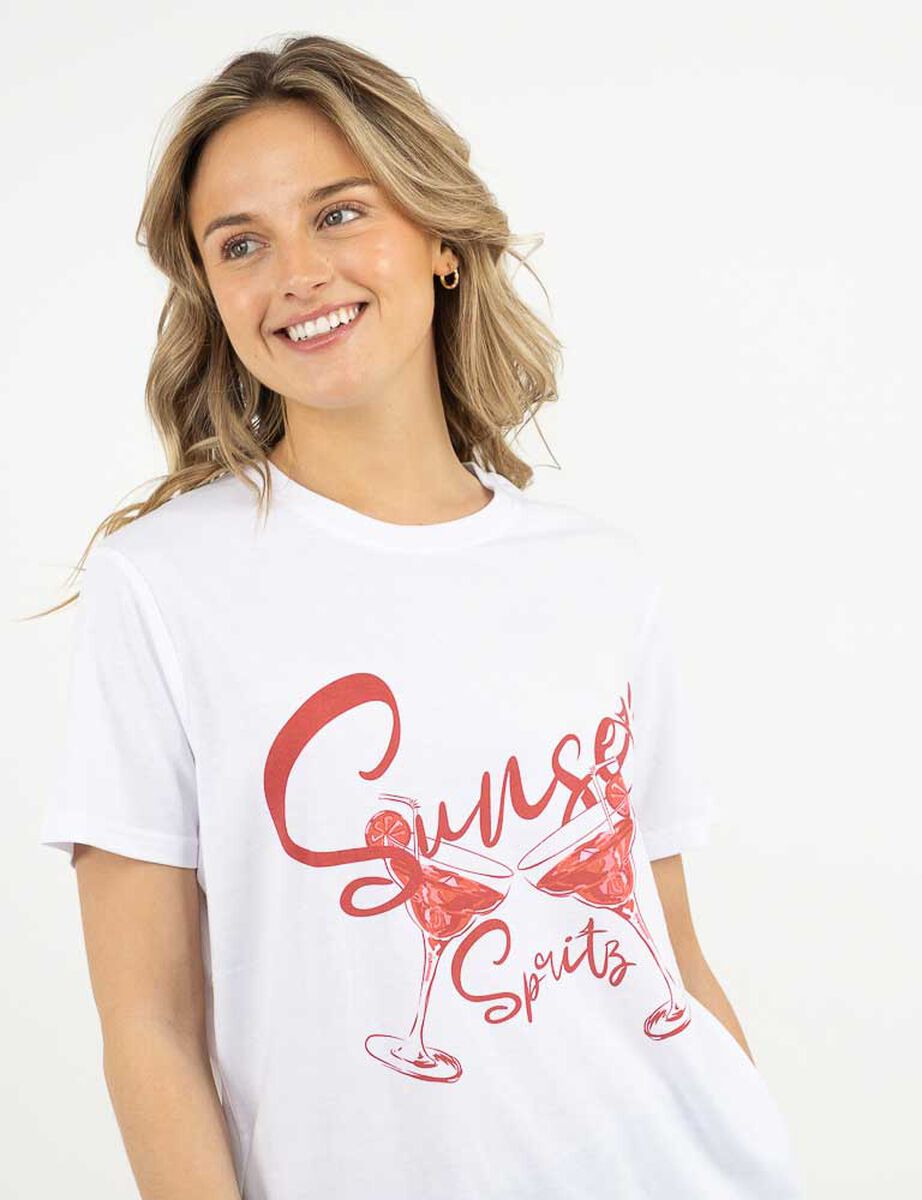Polera Con Estampado Manga Corta Mujer Icono