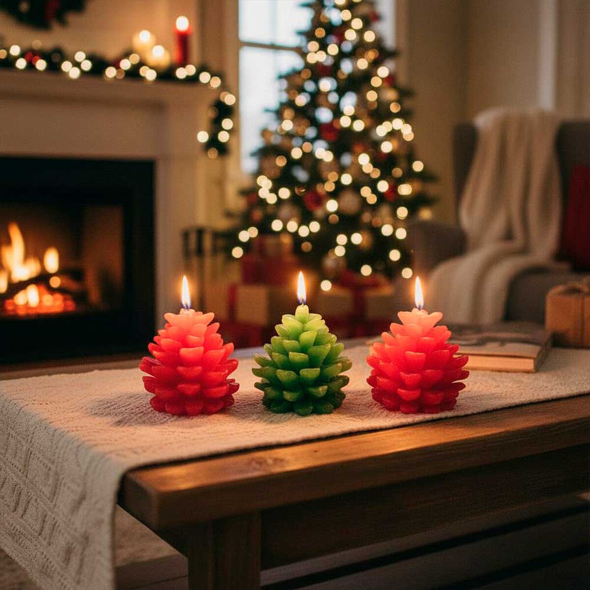 Adorno Navide&ntilde;o Set Velas 3 Piezas Casanova