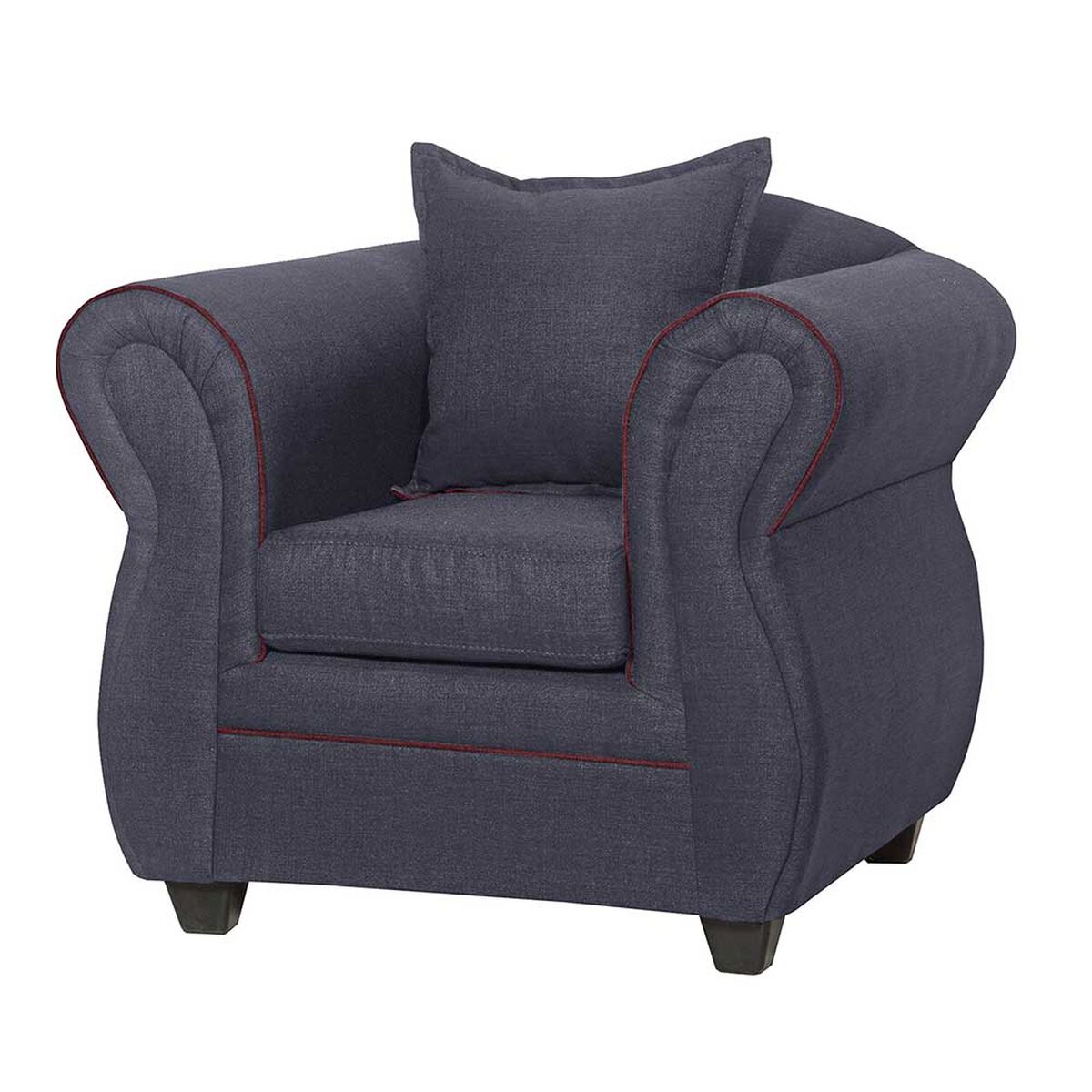 Juego de Living Black Factory Emili Sofá 3 Cuerpos + Dos Sillones 1 Cuerpo Marengo