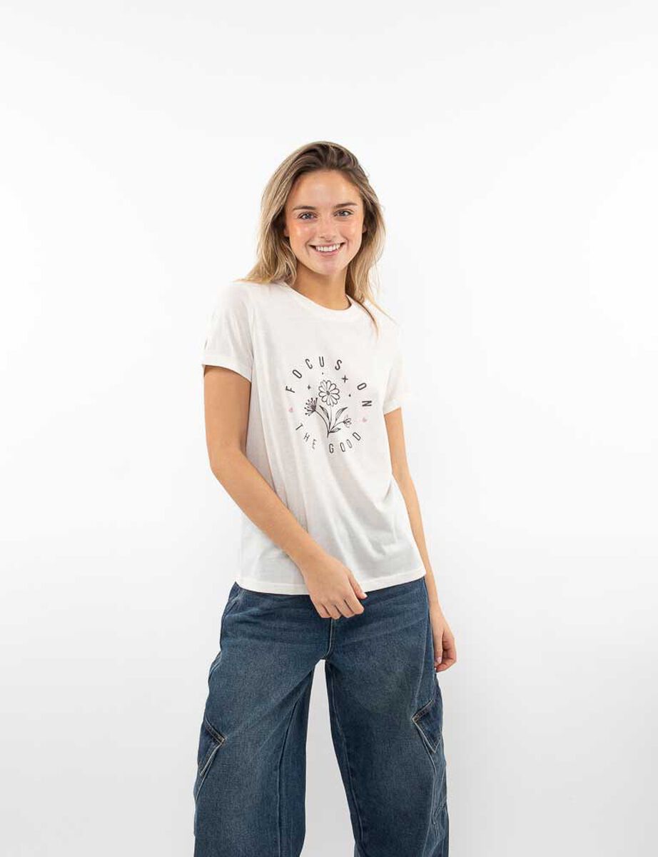 Polera Con Estampado Manga Corta Mujer Icono
