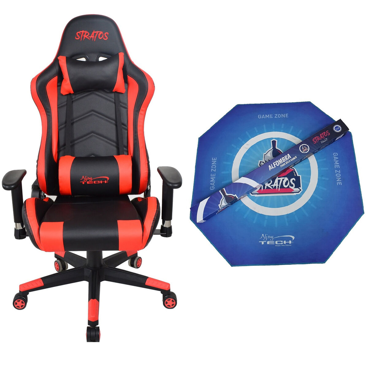 Silla Gamer Stratos Roja + Alfombra Njoytech