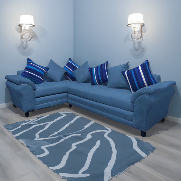 Sofá Seccional Izquierdo Living Factory Capri 5 Cuerpos Azul Piedra