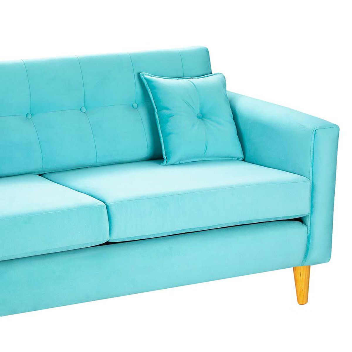 Juego de Living Bodevir New Retro Felpa 04 Sofá 3 Cuerpos + Dos Pouf 1 Cuerpo Turquesa 