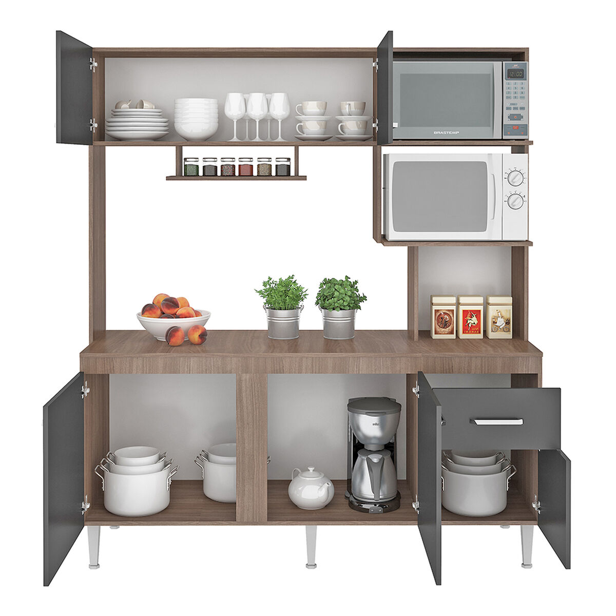 Kit Cocina Vekkahome Sevilha 5 Puertas Gris