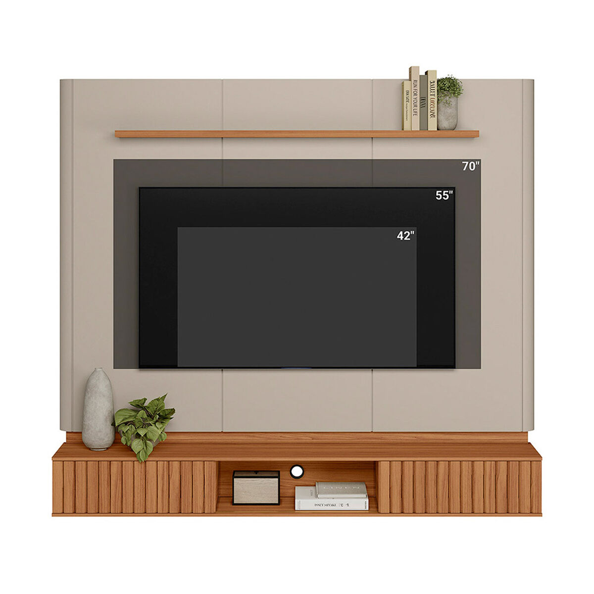 Panel TV Di Poretti Design Amarante Hasta 70" Caf&eacute; Claro