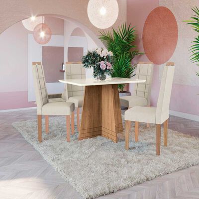 Comedor Yardas Roma 4 Sillas Off White