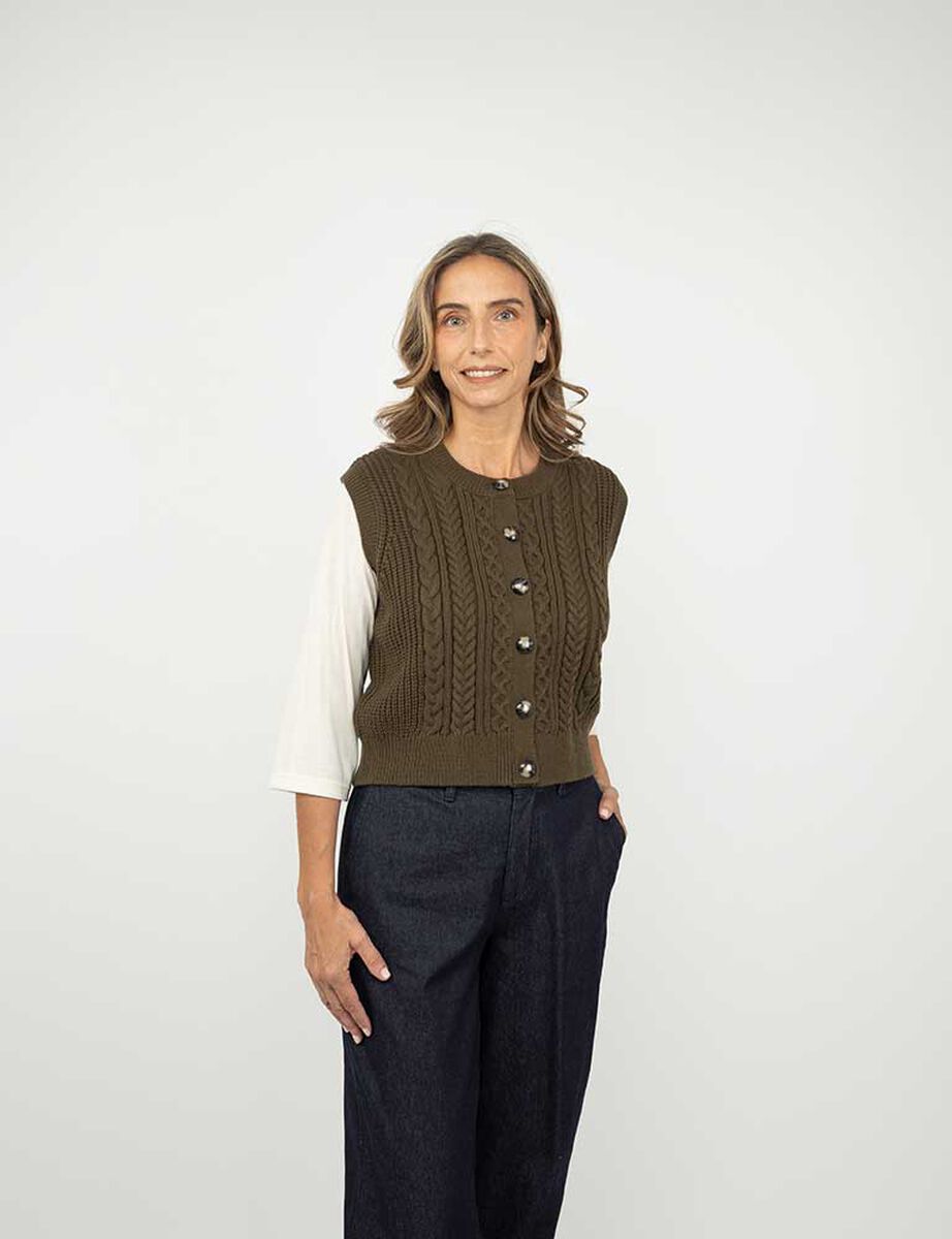 Sweater Botones Sin Mangas Mujer Portman Club