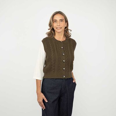 Sweater Botones Sin Mangas Mujer Portman Club