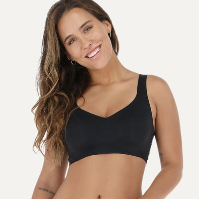 Sostén Mujer Flores Negro, Beige