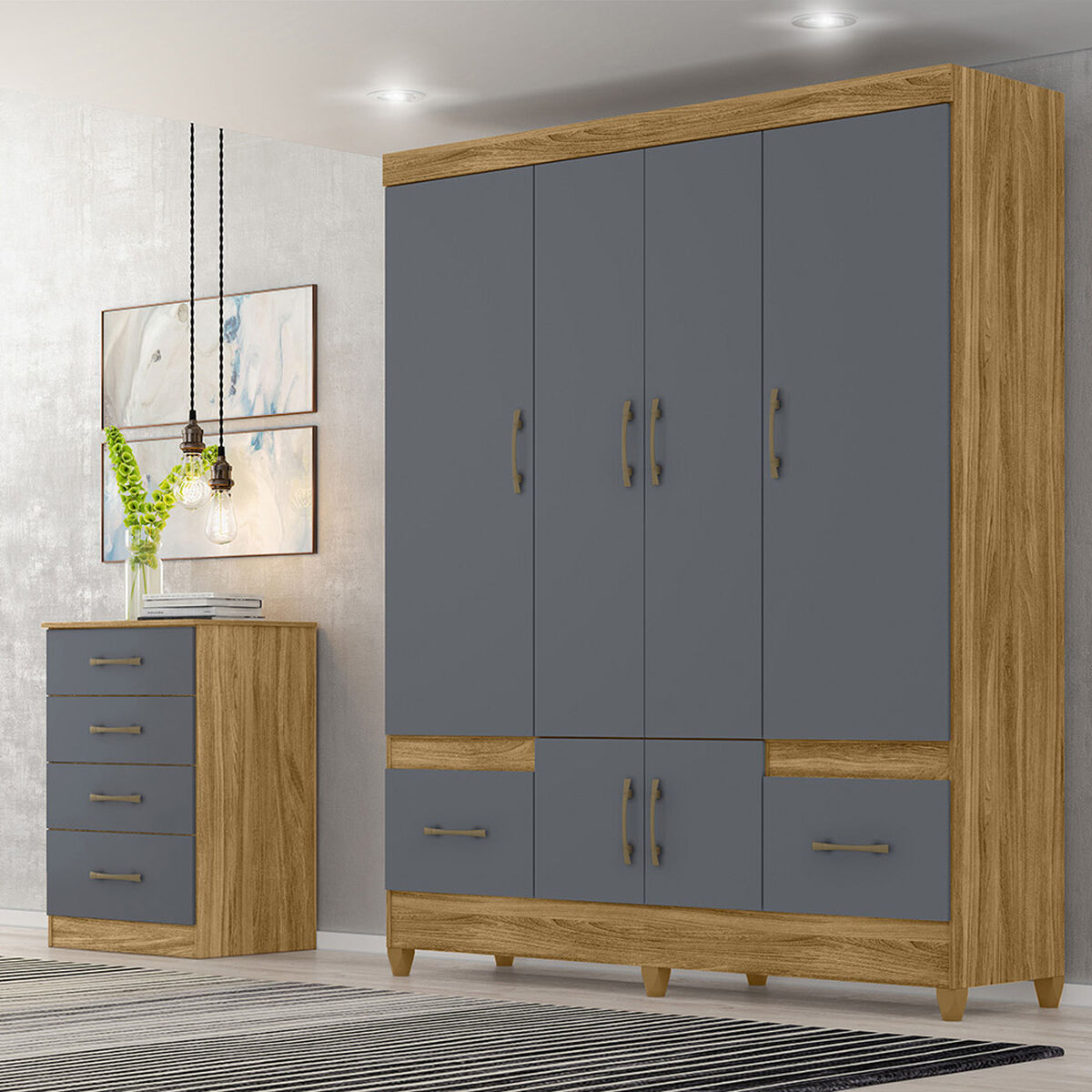 Clóset Di Poretti MS912 6 Puertas 2 Cajones Gris