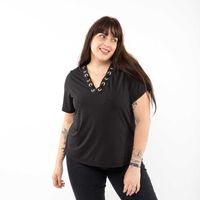 Polera Manga Corta Mujer Extralindas Negro