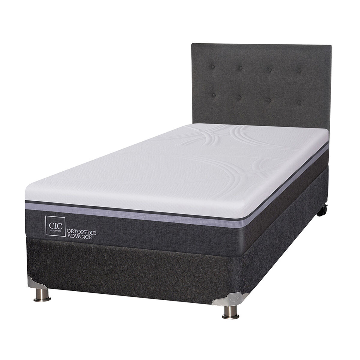 Box Spring CIC 1,5 Plazas Ortopedic Advance + Respaldo Eufrates