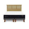 Cama Europea CIC Base Dividida 2 Plazas Premium + Respaldo Torino Mostaza
